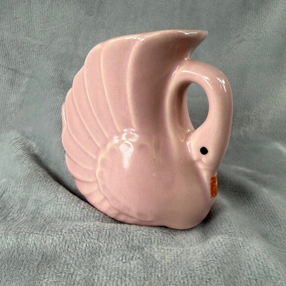 Vintage Pink Ceramic Swan Planter Vase Decor Housewares Container Trinket Dish - Picture 1 of 16
